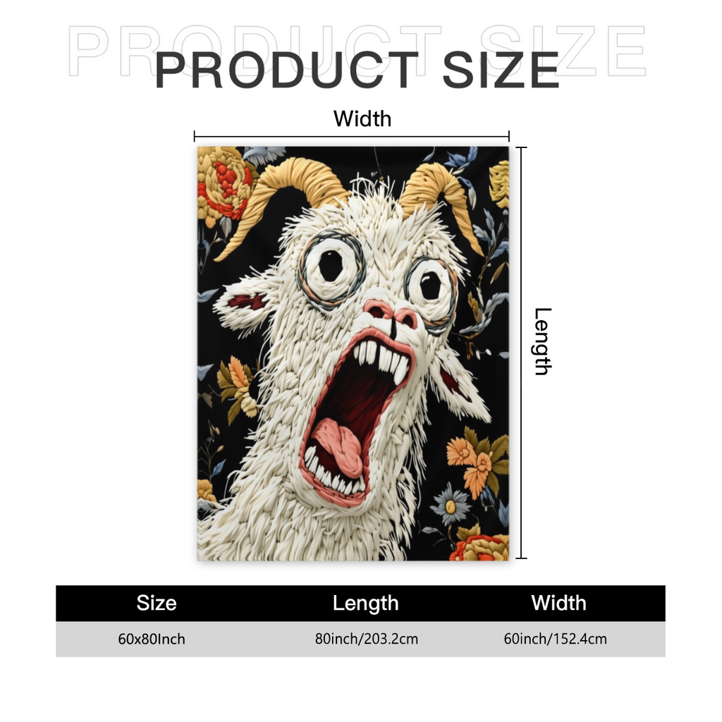 1pc Fluffy Flannel Blanket | Funny Screaming Goat Theme, Soft And Cozy Bedding Decorative Throw, Whimsical Style Sofa Nap Blanket, All-Season Living Room Bedroom Blanket, Multi-Functional Decorative T