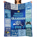 1pc blue patchwork pattern printed blanket, contemporary style blanket, soft and comfortable blanket, travel sofa bed, office home decoration, birthday gift blanket, boys, girls, adults, available in