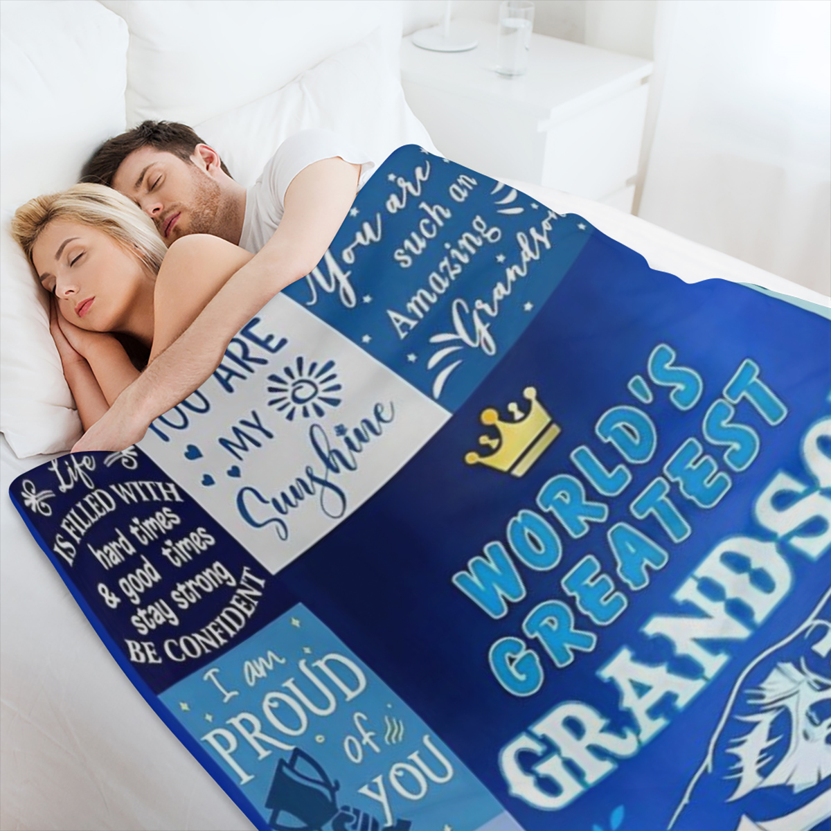 1pc blue patchwork pattern printed blanket, contemporary style blanket, soft and comfortable blanket, travel sofa bed, office home decoration, birthday gift blanket, boys, girls, adults, available in
