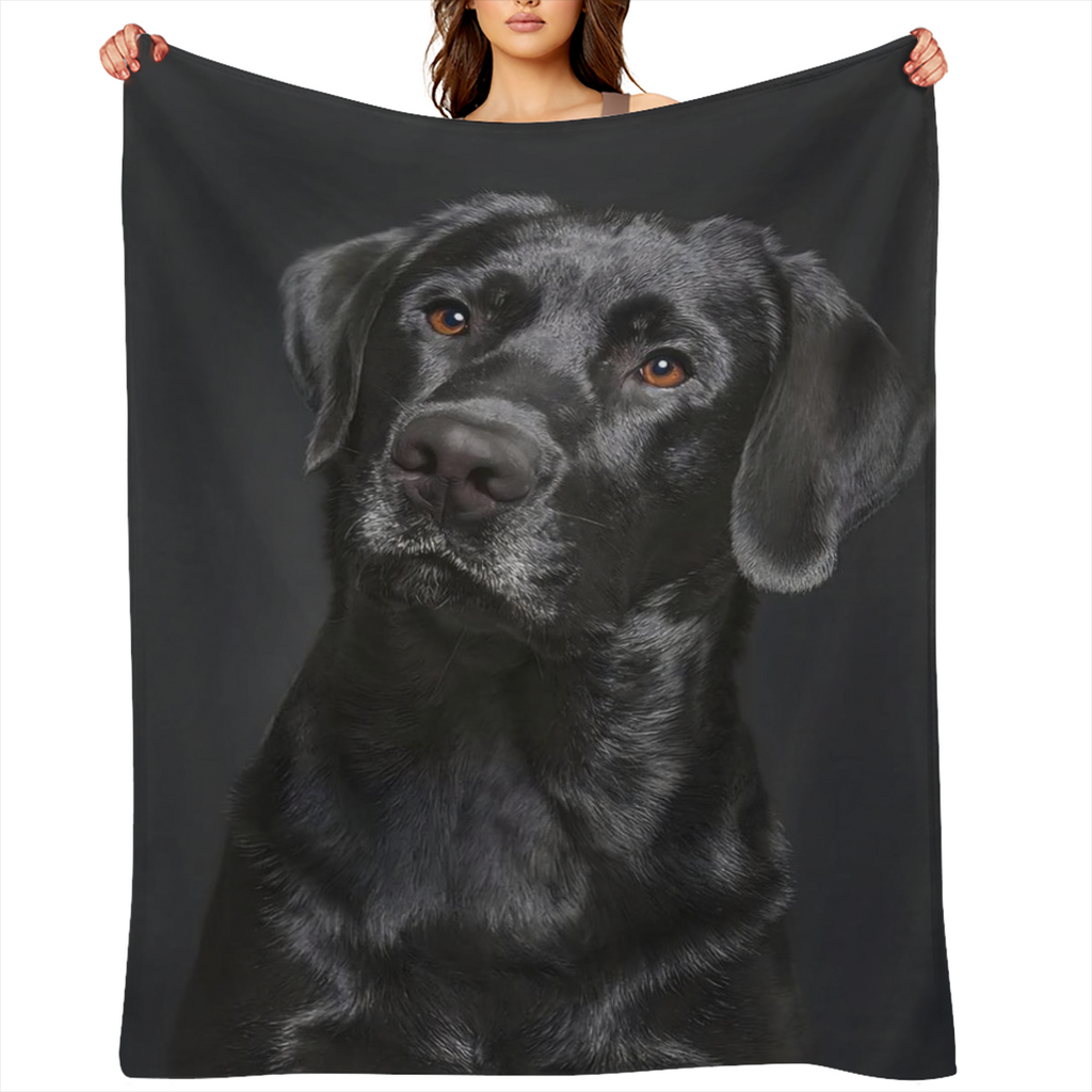 Black Lab Blanket, Gorgeous Labrador Dog Print, Soft Fluffy Fleece Throw