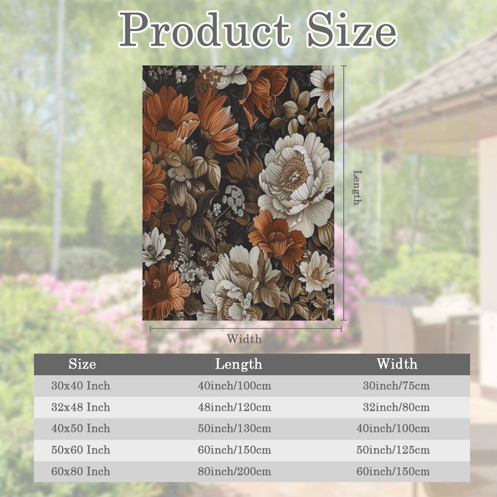 Cozy vintage floral print flannel blanket - soft, warm and versatile, perfect for sofas, beds, cars, offices, camping all season long gift ideas