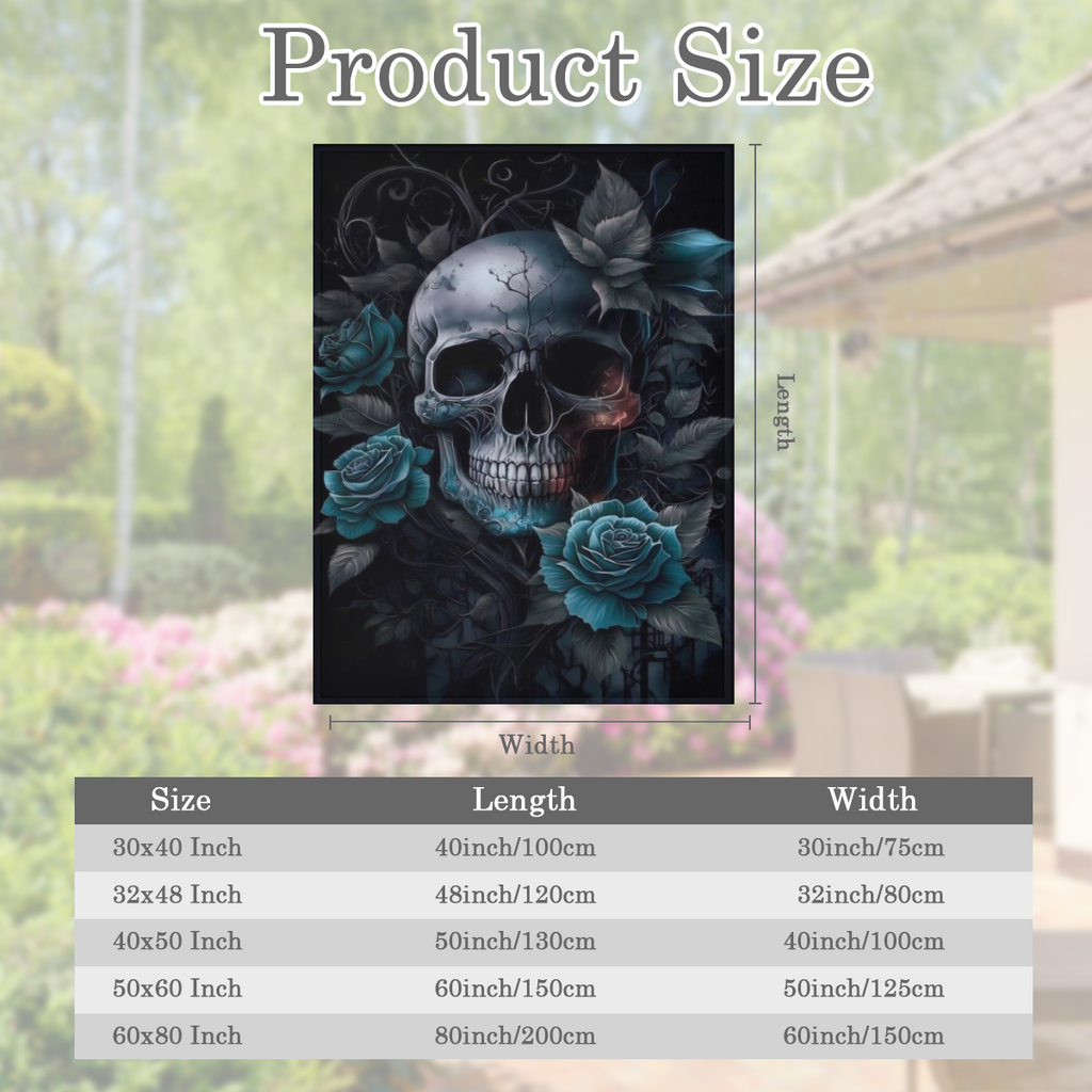 Gothic Skull and Rose Flannel Throw Blanket - Navy Black and Red Design Machine Washable Soft and Comfortable Suitable for Travel Camping Home Office Decor All Season Comfort Perfect Gift for Boys Gir