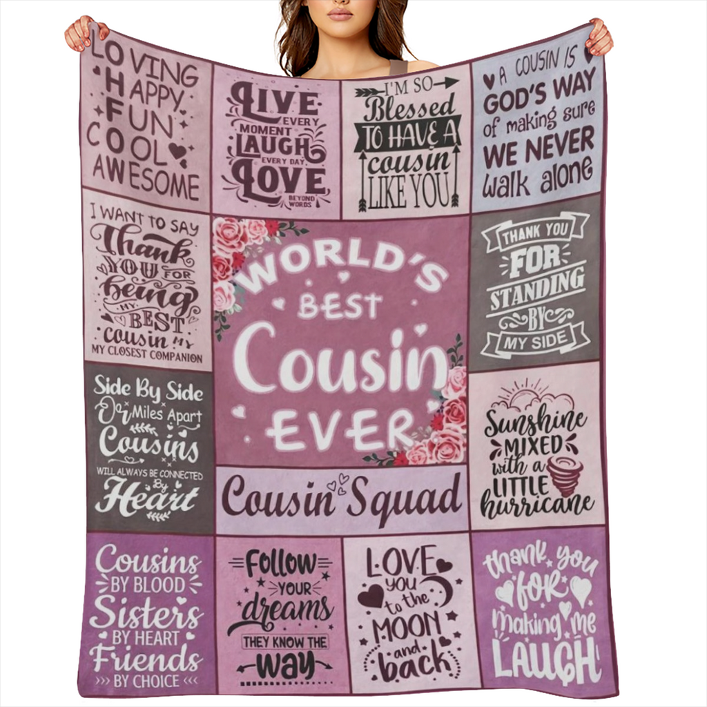 1pc Cousin Gifts for Women Cousin Gifts Gifts for Cousin Female Cousin Birthday Gifts Best Birthday Gifts for Cousin Cousin Blanket for Women to My Cousin Gift Throw Blanket 60x 80