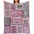 1pc Cousin Gifts for Women Cousin Gifts Gifts for Cousin Female Cousin Birthday Gifts Best Birthday Gifts for Cousin Cousin Blanket for Women to My Cousin Gift Throw Blanket 60x 80