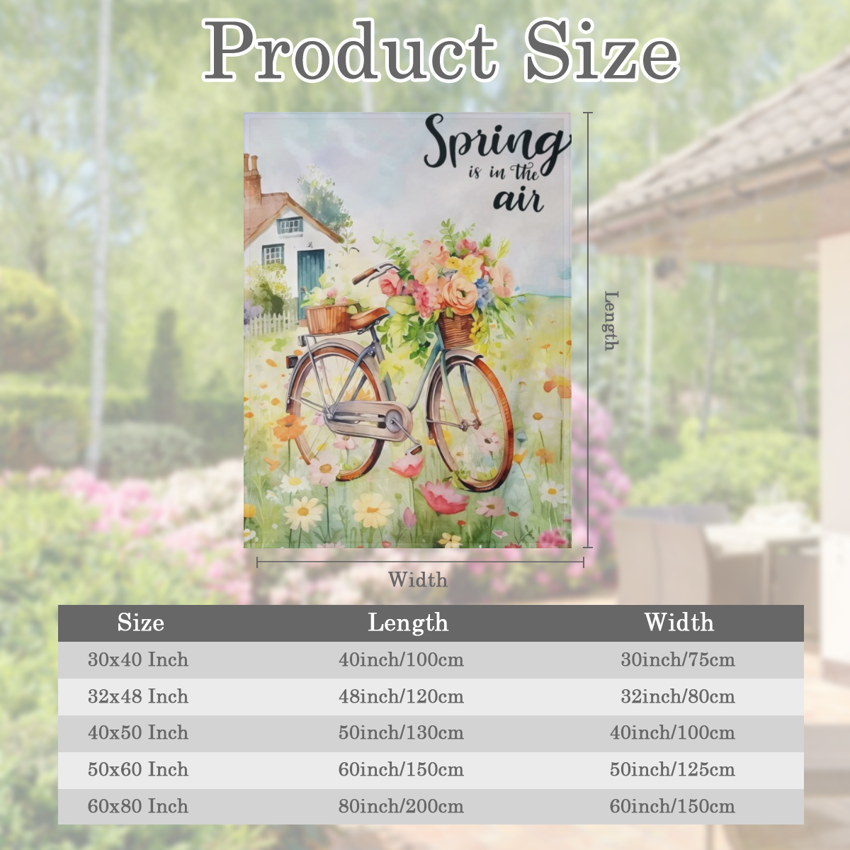Soft & Lightweight Flannel Spring Floral Throw Blanket with Vibrant Tulip and Daisy Design, Rustic Wooden Board & Vintage Bicycle Print - Perfect for Sofa, Mother's Day & Father's Day Gifts