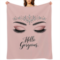 1pc Hello Gorgeous Makeup Eyes Blanket Rhinestone & Lash Print Design Suitable for Bedroom Decor Dorm Decor Bathroom Decor Vanity Decor Spa Decor and Makeup Room Decor.