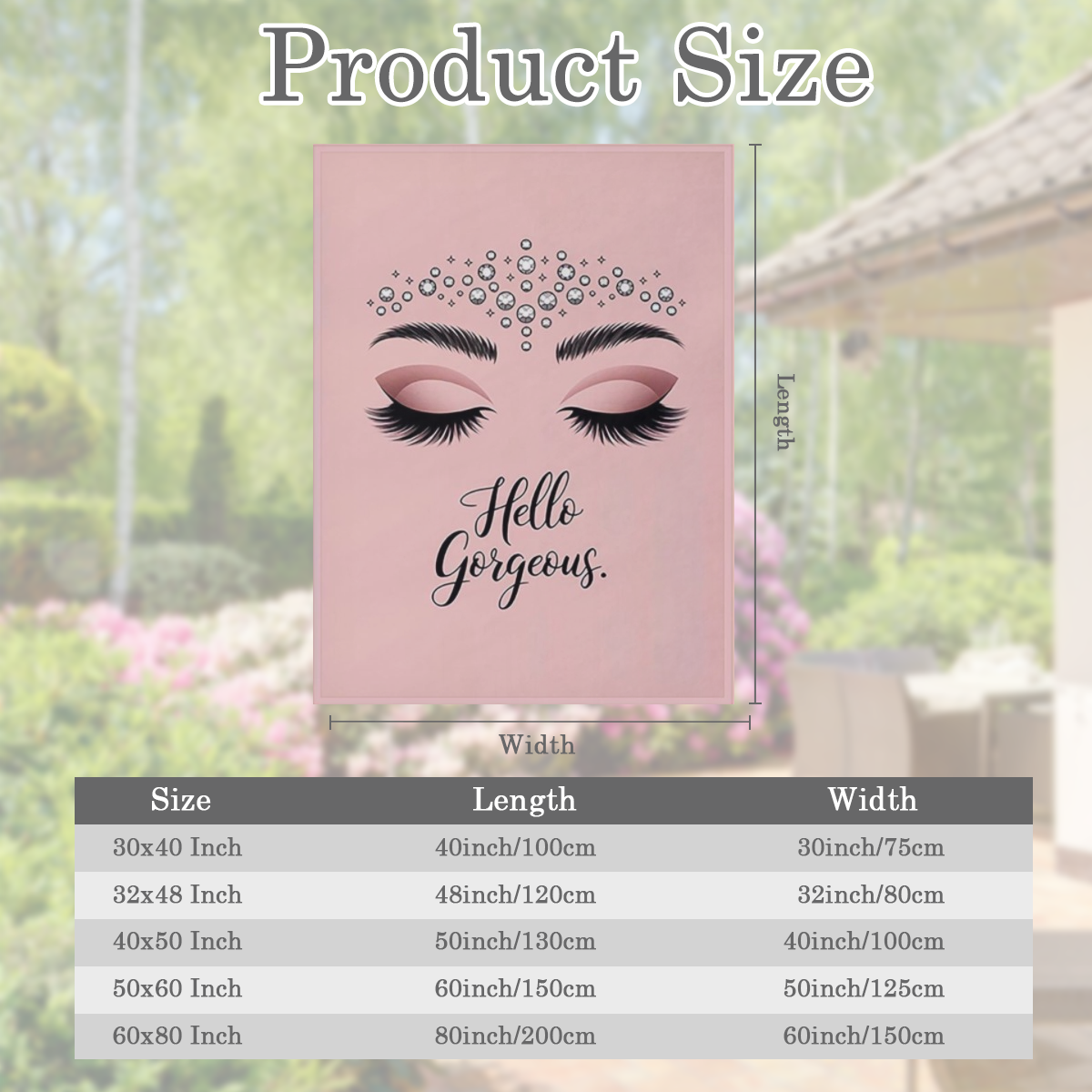 1pc Hello Gorgeous Makeup Eyes Blanket Rhinestone & Lash Print Design Suitable for Bedroom Decor Dorm Decor Bathroom Decor Vanity Decor Spa Decor and Makeup Room Decor.