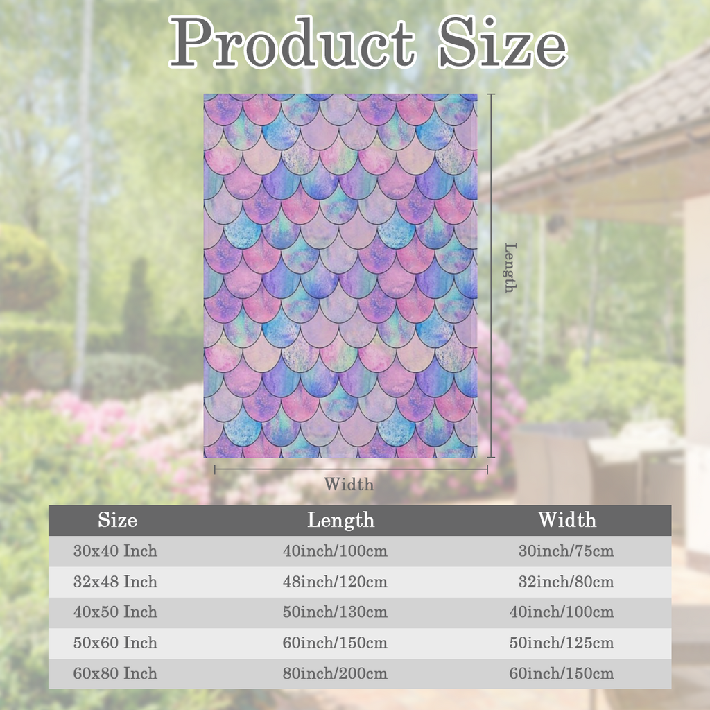 1pc Mermaid Scale Ombre Reversible Flannel Fleece Throw Blanket, Soft Knit Microfiber Multifunctional All-Season Bed Sofa Decorative Blanket with Machine Washable Digital Print