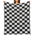 Black White Race Checkered Flag Soft Flannel Throw Blanket Lightweight Shaggy Plush Blanket for Couch Sofa Bed Living Room Halloween Christmas New Year Gift 40x60 in, 280GSM CozyFlannel MultiSizes, 4