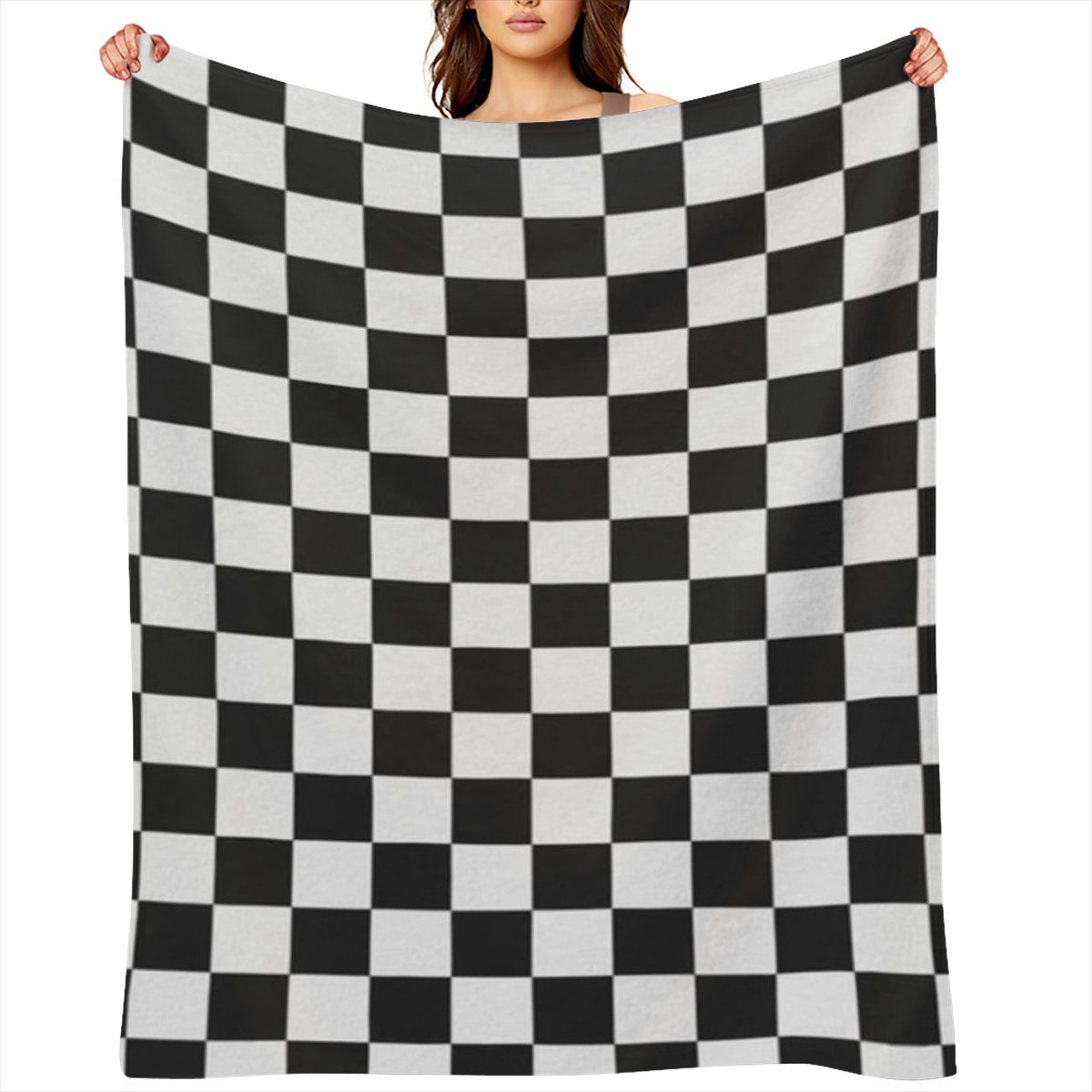 Black White Race Checkered Flag Soft Flannel Throw Blanket Lightweight Shaggy Plush Blanket for Couch Sofa Bed Living Room Halloween Christmas New Year Gift 40x60 in, 280GSM CozyFlannel MultiSizes, 4