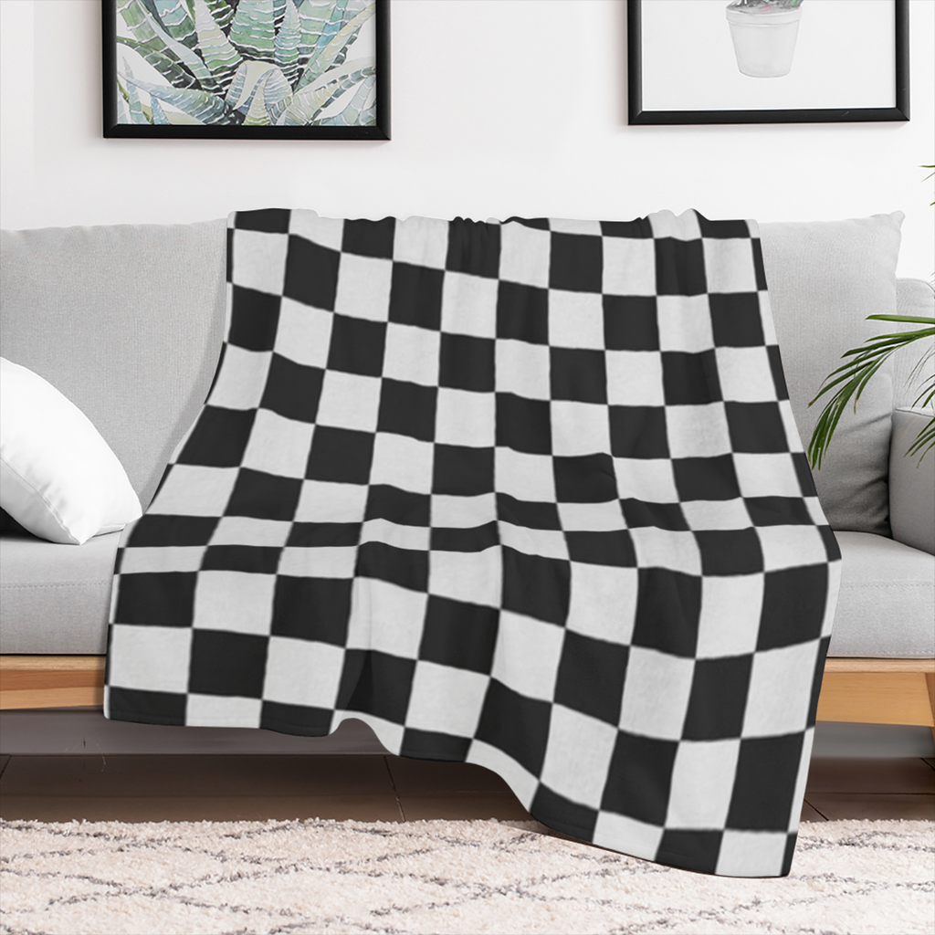 Black White Race Checkered Flag Soft Flannel Throw Blanket Lightweight Shaggy Plush Blanket for Couch Sofa Bed Living Room Halloween Christmas New Year Gift 40x60 in, 280GSM CozyFlannel MultiSizes, 4