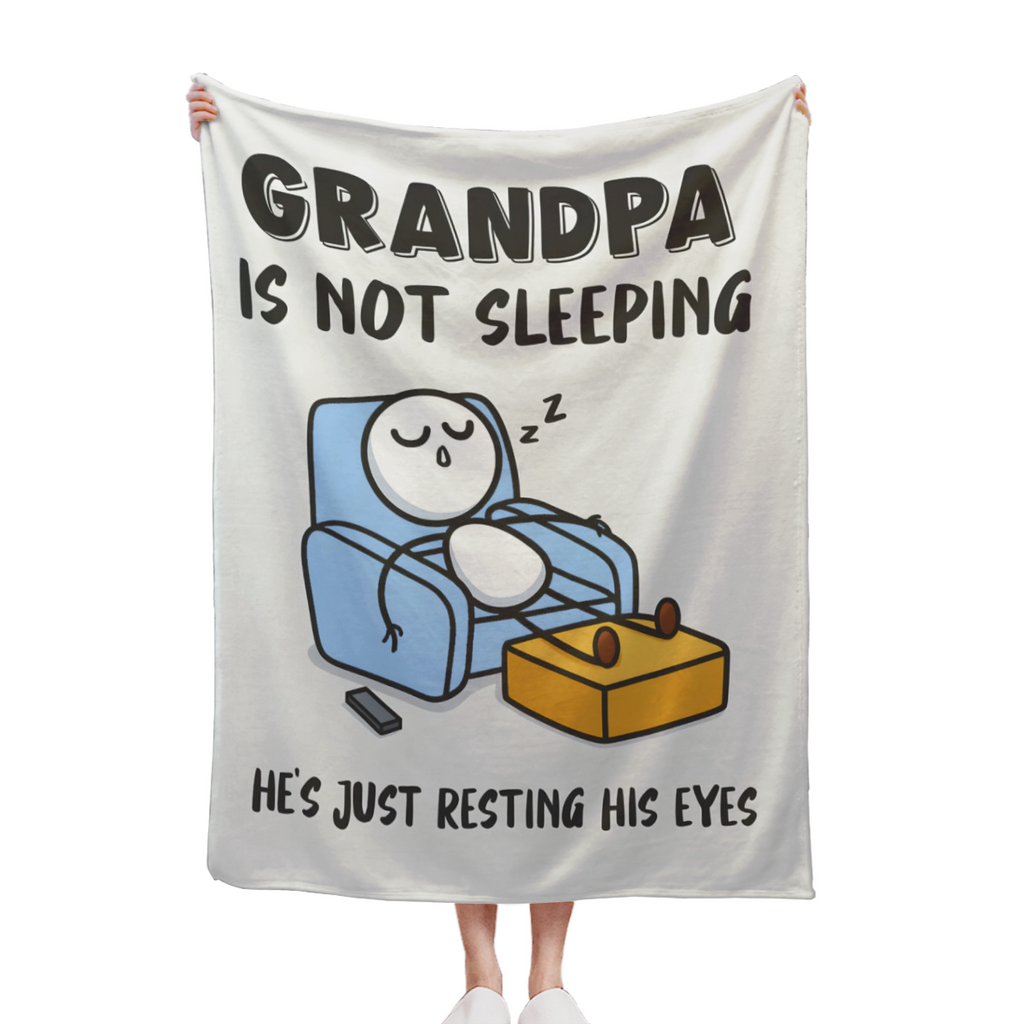 Funny Grandpa Gifts, Grandpas Birthday Gift From Grandkids, Grandpa Is Not Sleeping Blanket, Super Soft Throws Blanket For Napping, Promoted To Grandpas Gifts, 60" X 50"(Gray), Ultra Soft Flannel Blan