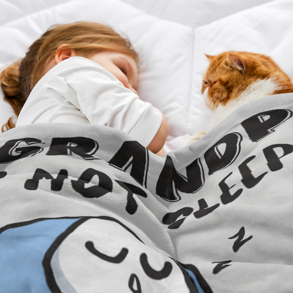 Funny Grandpa Gifts, Grandpas Birthday Gift From Grandkids, Grandpa Is Not Sleeping Blanket, Super Soft Throws Blanket For Napping, Promoted To Grandpas Gifts, 60" X 50"(Gray), Ultra Soft Flannel Blan