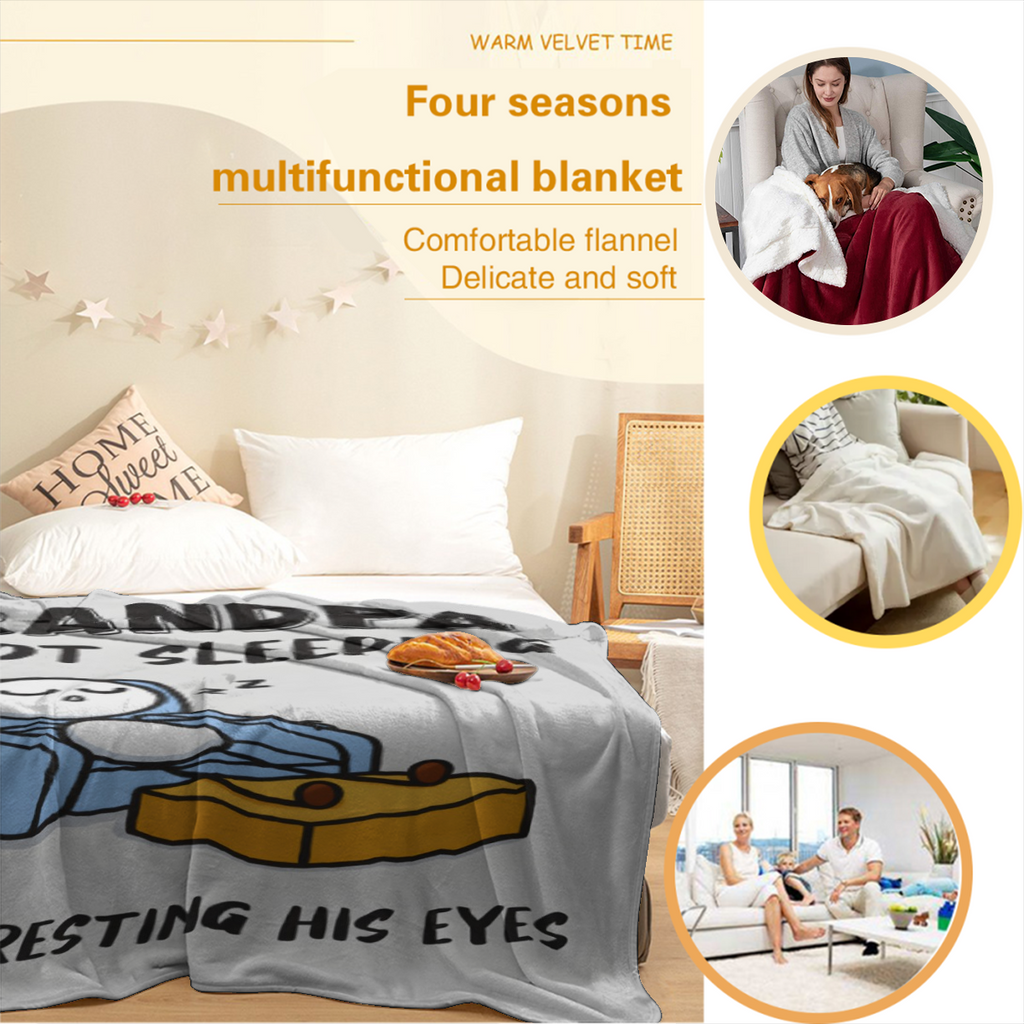 Funny Grandpa Gifts, Grandpas Birthday Gift From Grandkids, Grandpa Is Not Sleeping Blanket, Super Soft Throws Blanket For Napping, Promoted To Grandpas Gifts, 60" X 50"(Gray), Ultra Soft Flannel Blan
