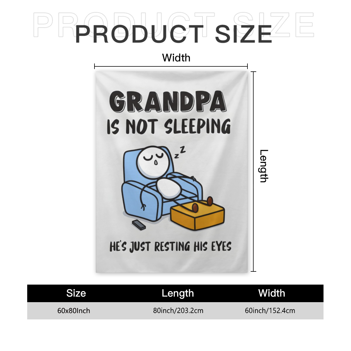 Funny Grandpa Gifts, Grandpas Birthday Gift From Grandkids, Grandpa Is Not Sleeping Blanket, Super Soft Throws Blanket For Napping, Promoted To Grandpas Gifts, 60" X 50"(Gray), Ultra Soft Flannel Blan