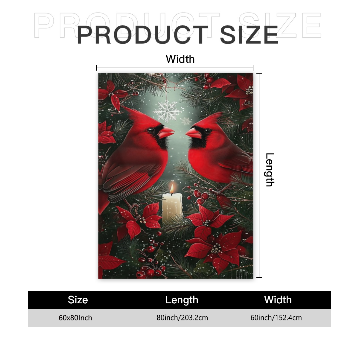 [Cozy Winter Throw Blanket] Ultra-Fuzzy Heavyweight 280gsm Crimson Cardinal Winter Throw Blanket - Plannel-like Softness, All-Season Couch Sofa Bedspread - Red Cardinals & Poinsettias Snowflakes Dark