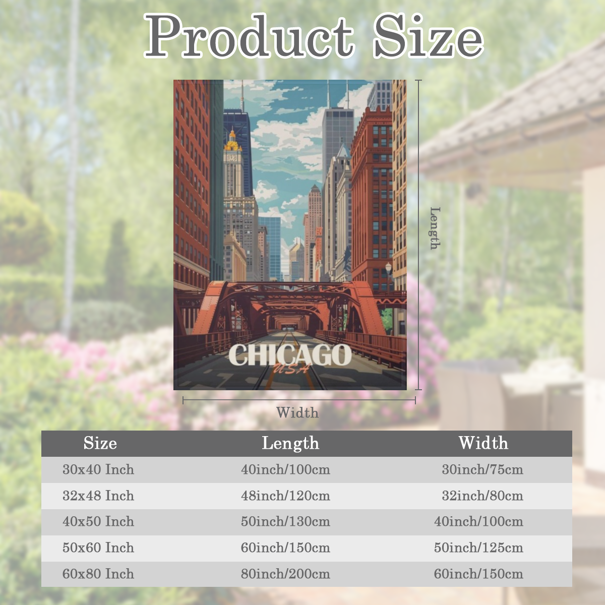Chicago Cityscape Poster B6696151 Flannel Fleece Throw Blanket - Soft, Breathable & Absorbent Digital Print Contemporary Style for Living Room, Bedroom, Camping & Travel