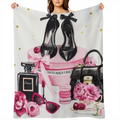 Luxurious White Flannel Throw Blanket with Chic High Heels & Fashion Accessories Print - Cozy, All-Season Home Decor for Couch or Bed, Perfect Gift Idea