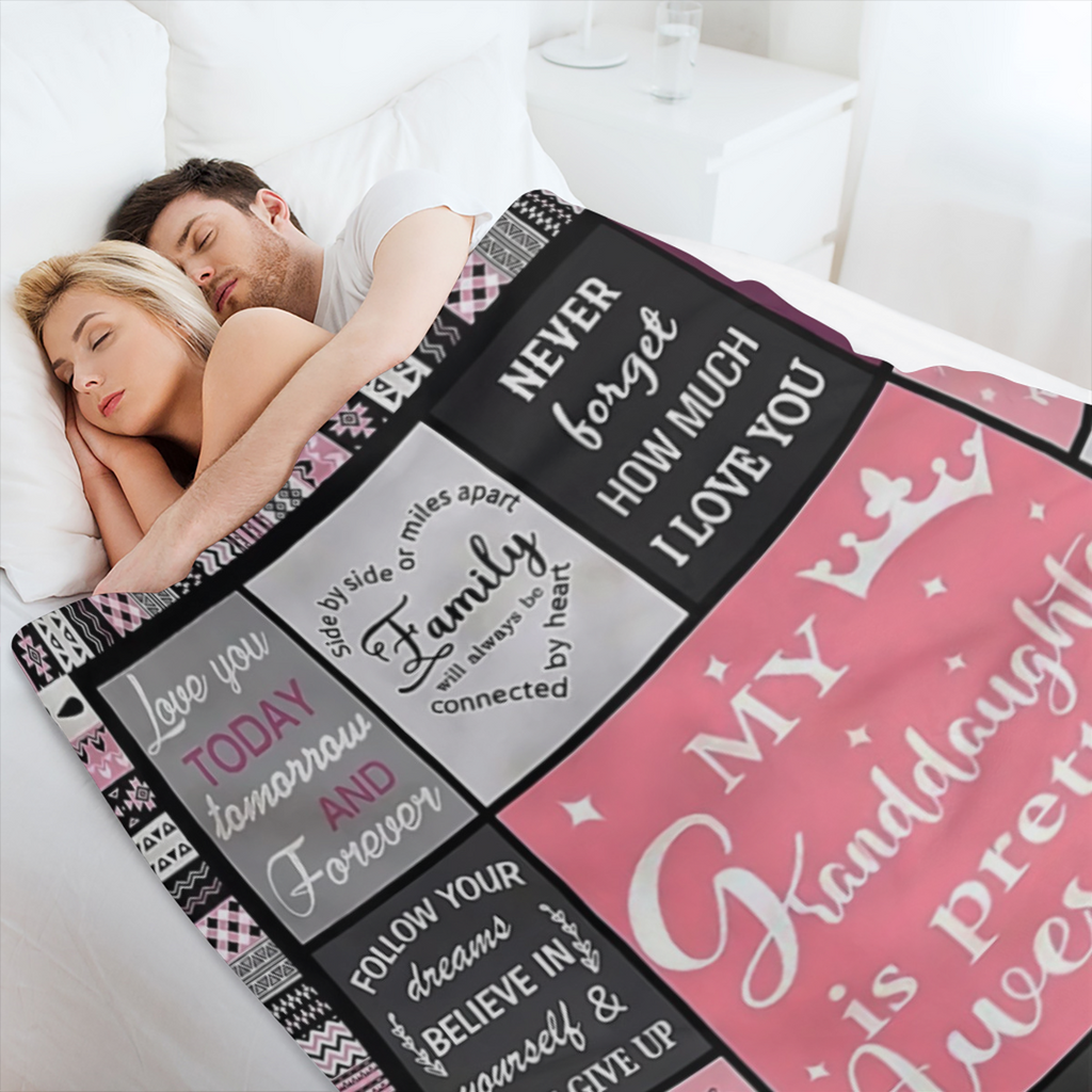 Contemporary Style Granddaughter Themed Flannel Throw Blanket - Digital Print, All Seasons Multipurpose Knitted Polyester Bedding with Inspirational Quotes and Loving Messages, Machine Washable, Cozy