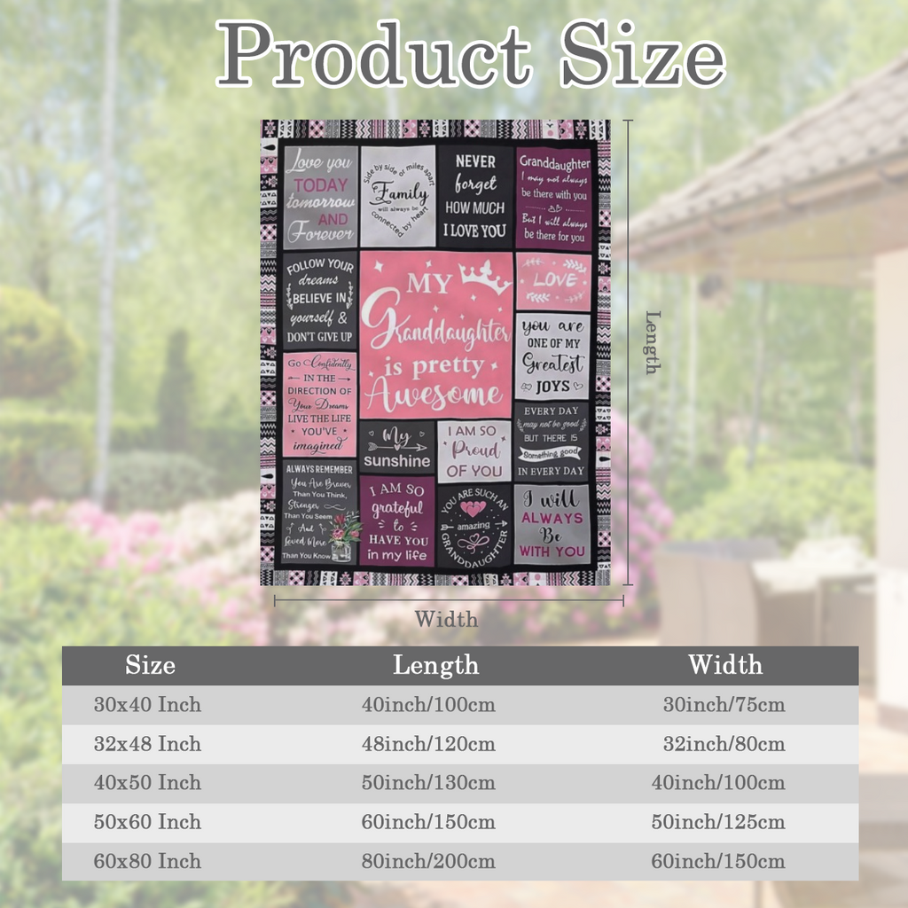 Contemporary Style Granddaughter Themed Flannel Throw Blanket - Digital Print, All Seasons Multipurpose Knitted Polyester Bedding with Inspirational Quotes and Loving Messages, Machine Washable, Cozy