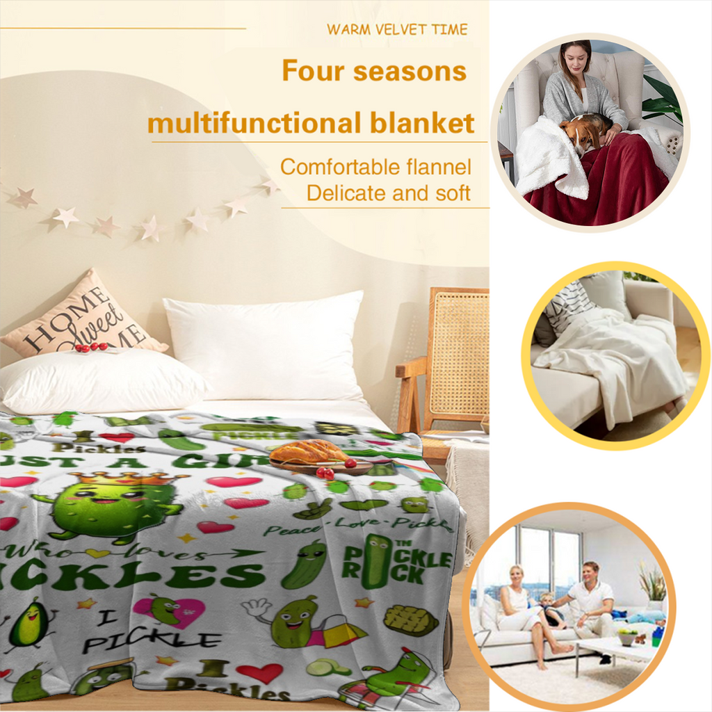 Funny Pickle Blanket Gifts For Women Men   Pickle Lovers,Flannel Pickles Throw Blankets Pickles Stuff Gifts For Birthday Christmas 50"X40" Bedroom Living Room Sofa Chair Bed  Super Cozy P Lightweight