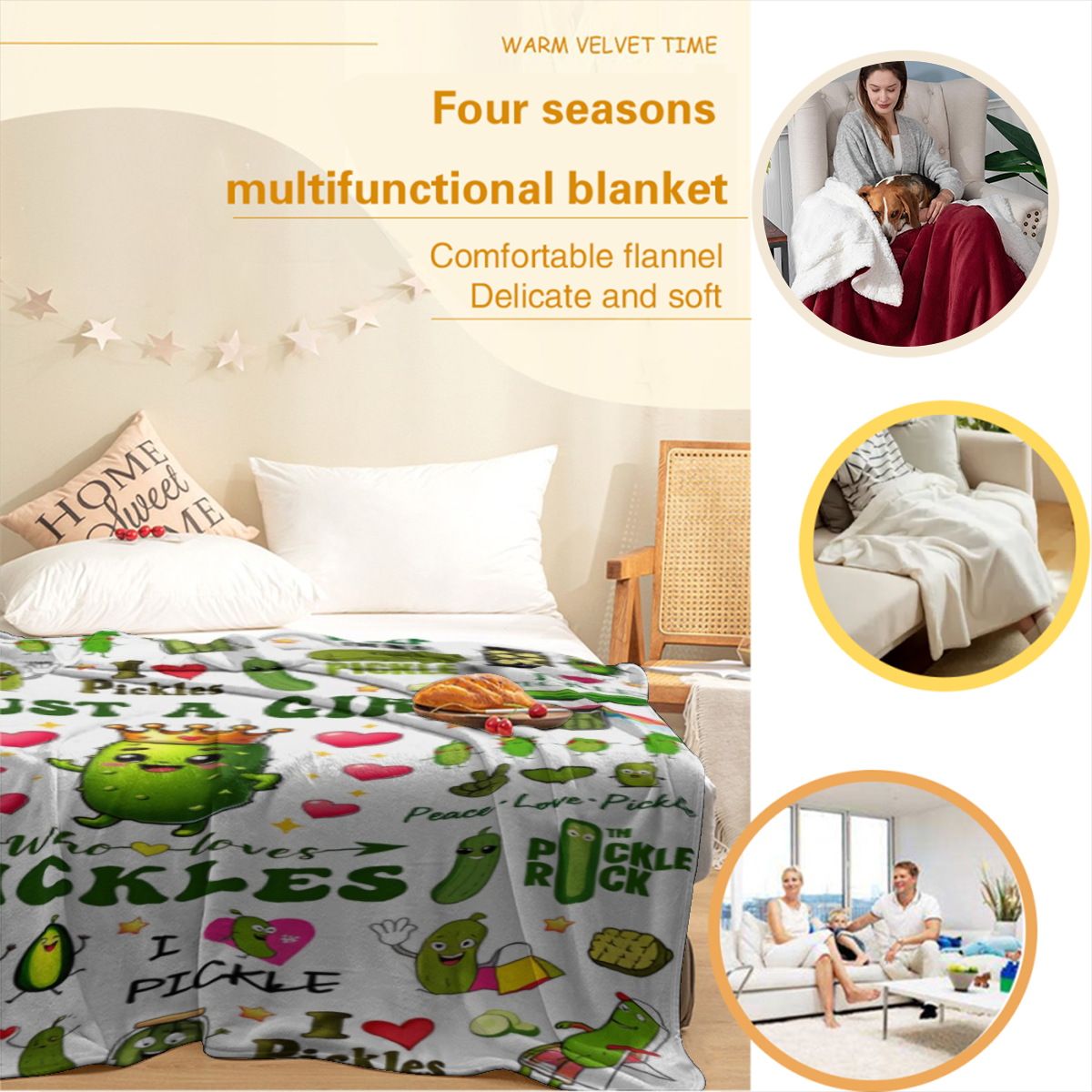 Funny Pickle Blanket Gifts For Women Men   Pickle Lovers,Flannel Pickles Throw Blankets Pickles Stuff Gifts For Birthday Christmas 50"X40" Bedroom Living Room Sofa Chair Bed  Super Cozy P Lightweight