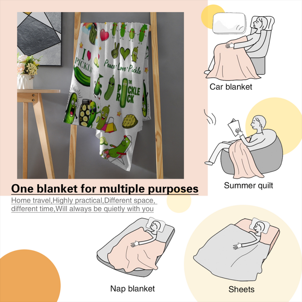 Funny Pickle Blanket Gifts For Women Men   Pickle Lovers,Flannel Pickles Throw Blankets Pickles Stuff Gifts For Birthday Christmas 50"X40" Bedroom Living Room Sofa Chair Bed  Super Cozy P Lightweight