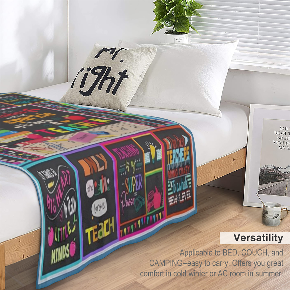 COLLEGE STYLE FLANNEL TEACHER APPRECIATION BLANKET - Digitally printed all season cozy and soft polyester knit fabric 200- 250 grams - Ideal gift for your teachers