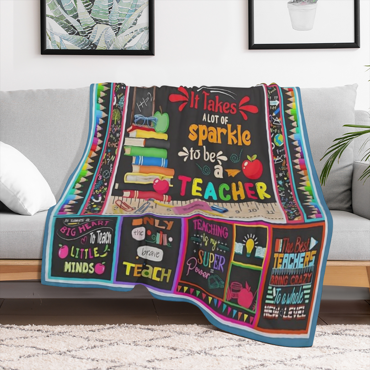 COLLEGE STYLE FLANNEL TEACHER APPRECIATION BLANKET - Digitally printed all season cozy and soft polyester knit fabric 200- 250 grams - Ideal gift for your teachers