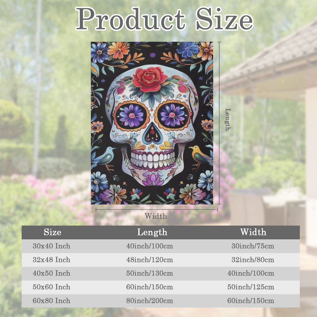 Creative skull, floral print flannel blanket - digital printing, all- season multi- purpose sports style knitted bedding - soft and light gift, suitable for sofa, travel, camping, lunch break, home