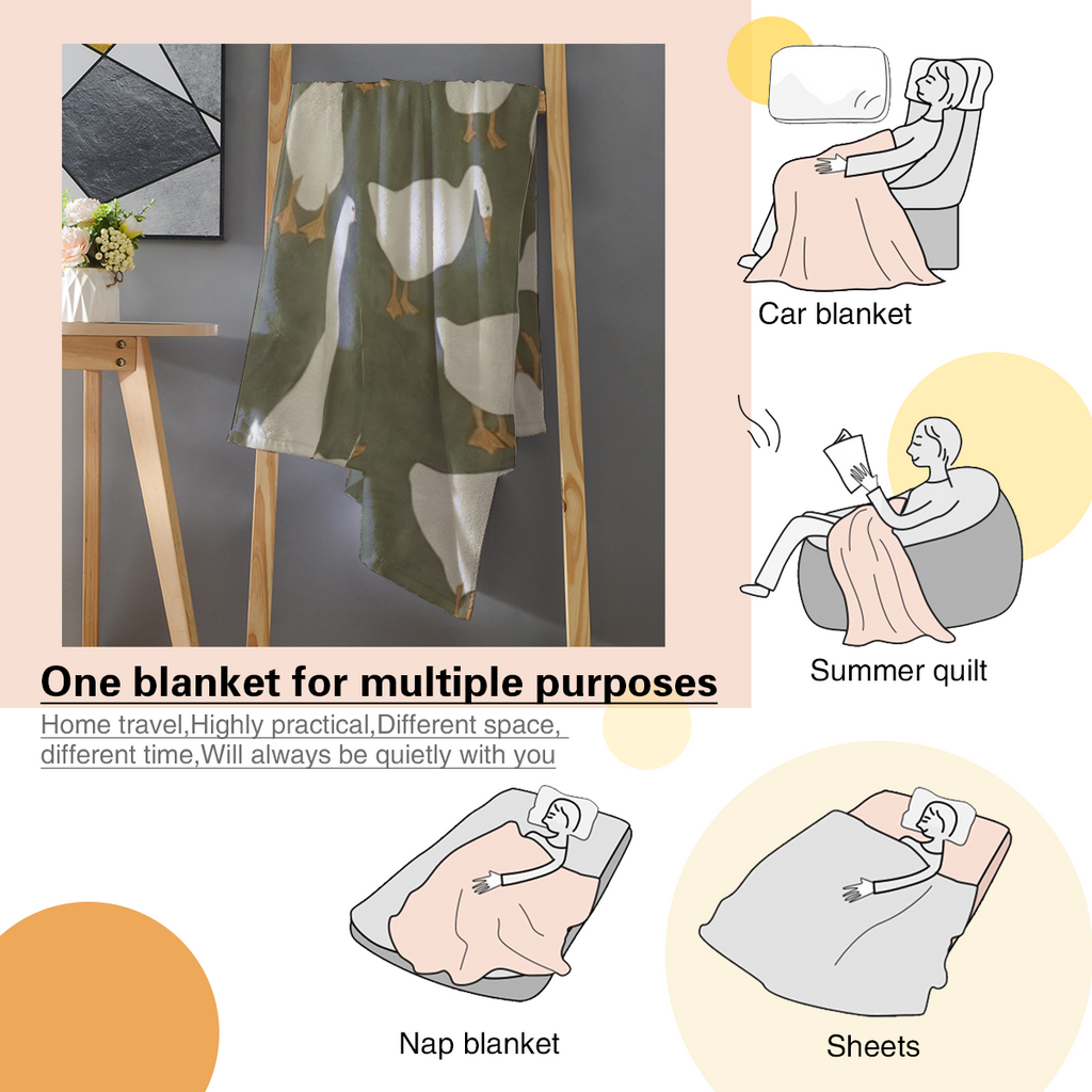 Luxuriously Soft Dark Green & White Goose Blanket - Elegant Flying Geese Pattern, All-Season Cozy Throw For Couch, Bed, Home Dec