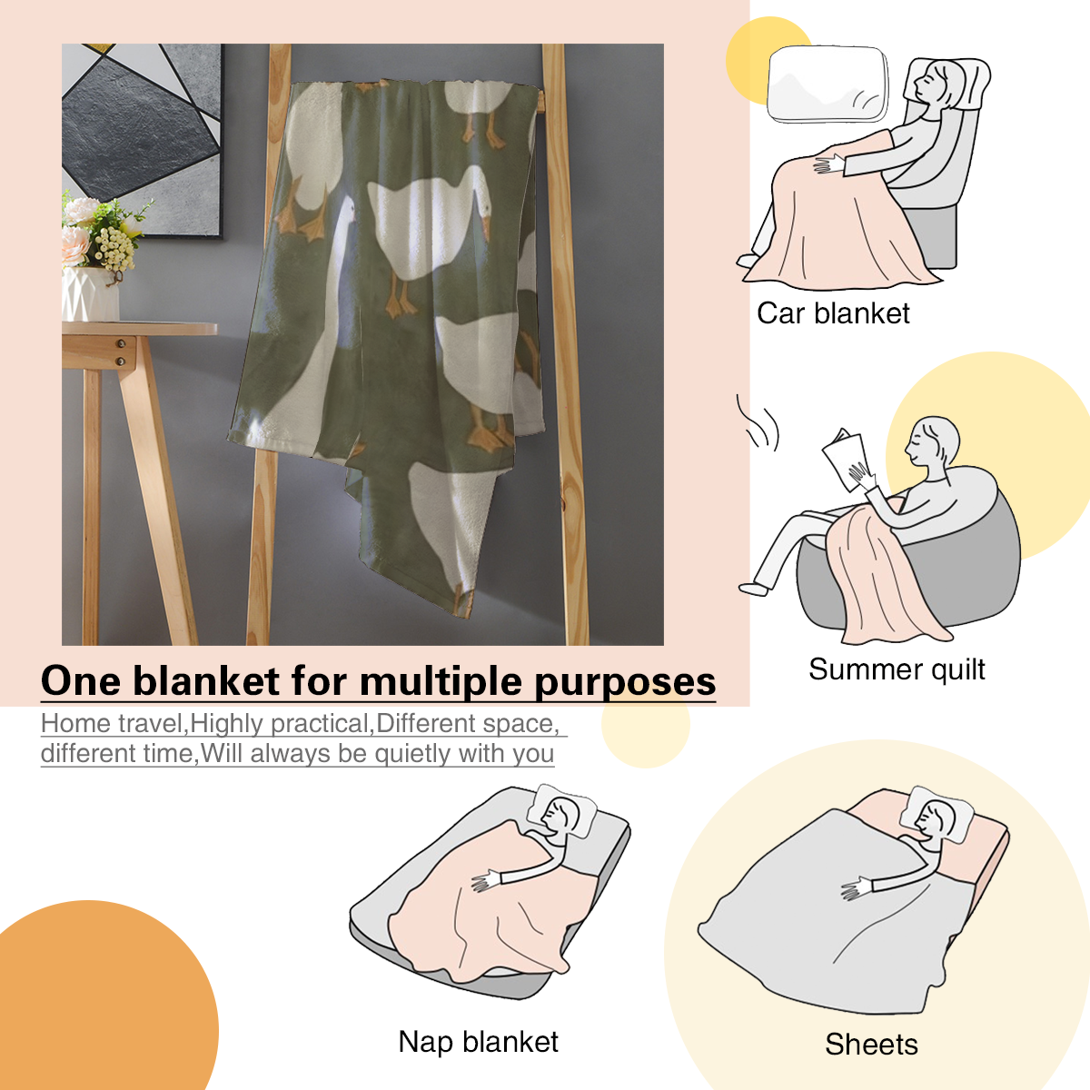 Luxuriously Soft Dark Green & White Goose Blanket - Elegant Flying Geese Pattern, All-Season Cozy Throw For Couch, Bed, Home Dec