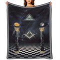 Masonic-Inspired Cozy Flannel Throw Blanket - Vintage Style with Eye of Providence & Lightning Design - All-Season Comfort for Couch, Bed, Travel & Camping - Perfect Gift for Christmas, Weddings, Birt