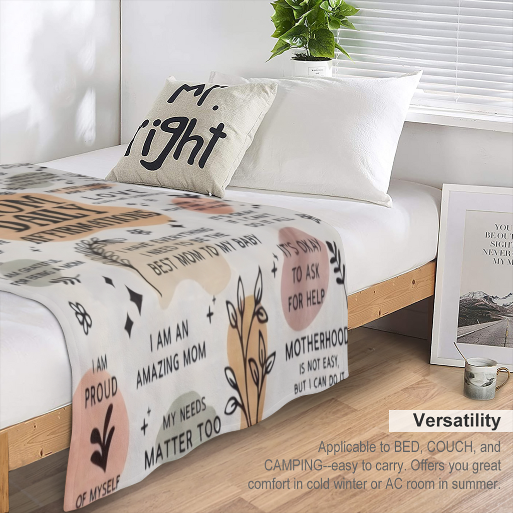 Contemporary Flannel Mom Blanket - 250- 300 gsm pro, fabric gifts for all seasons, motivational statements, New Mom care kits, ChristmasGender Disclosure gifts, for women and men moms