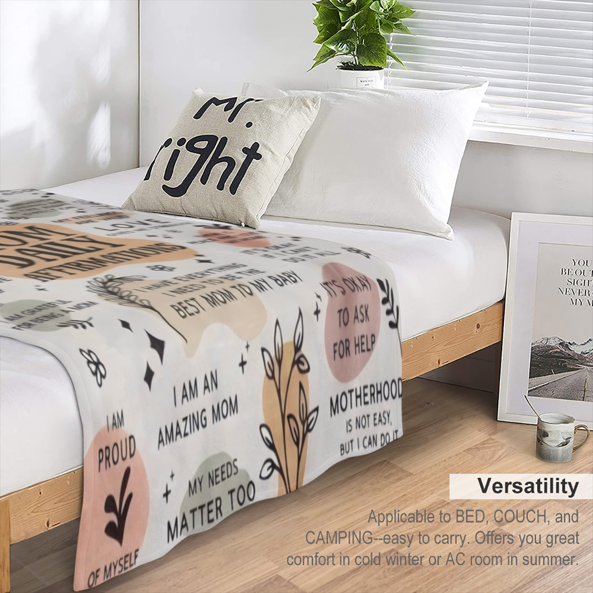 Contemporary Flannel Mom Blanket - 250- 300 gsm pro, fabric gifts for all seasons, motivational statements, New Mom care kits, ChristmasGender Disclosure gifts, for women and men moms