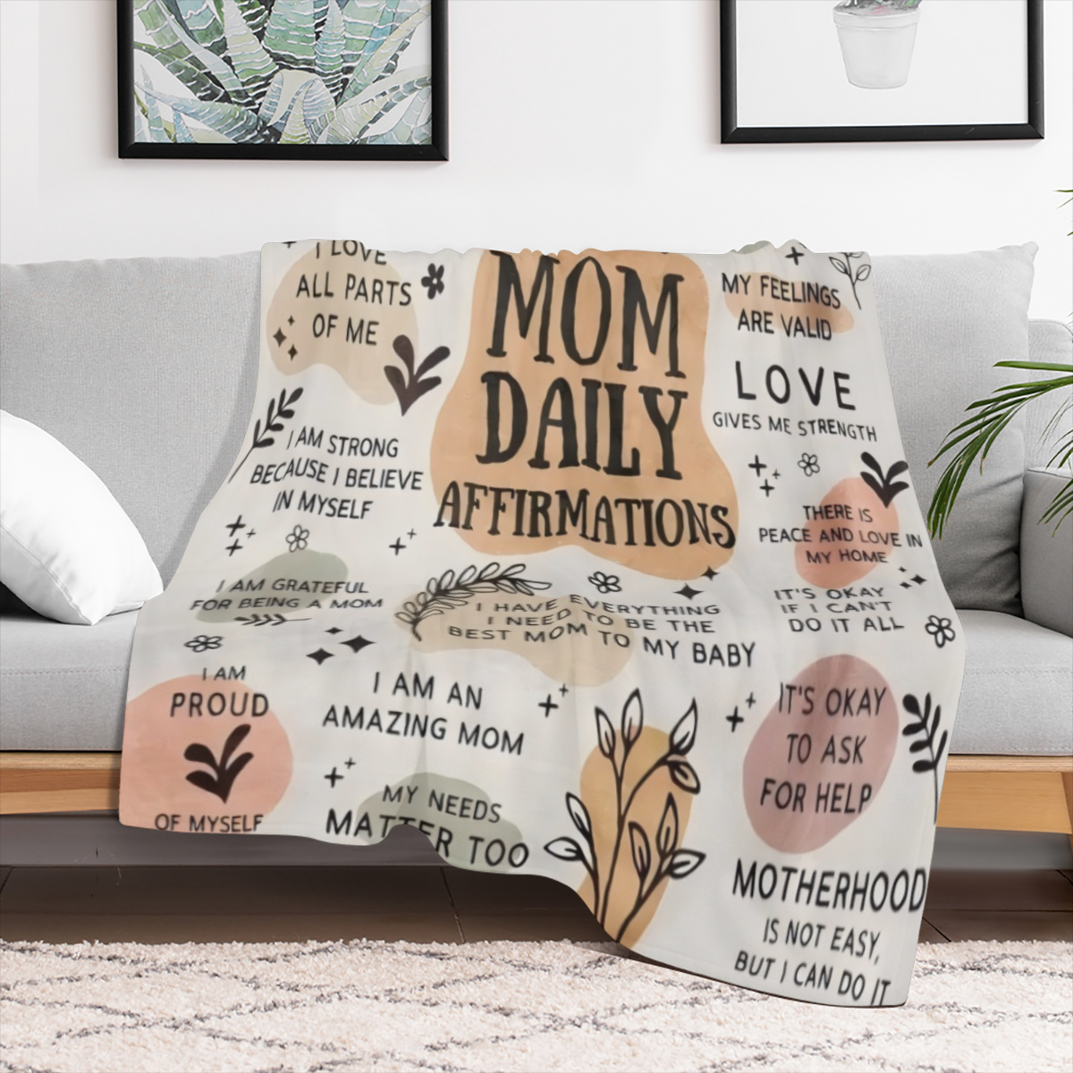 Contemporary Flannel Mom Blanket - 250- 300 gsm pro, fabric gifts for all seasons, motivational statements, New Mom care kits, ChristmasGender Disclosure gifts, for women and men moms
