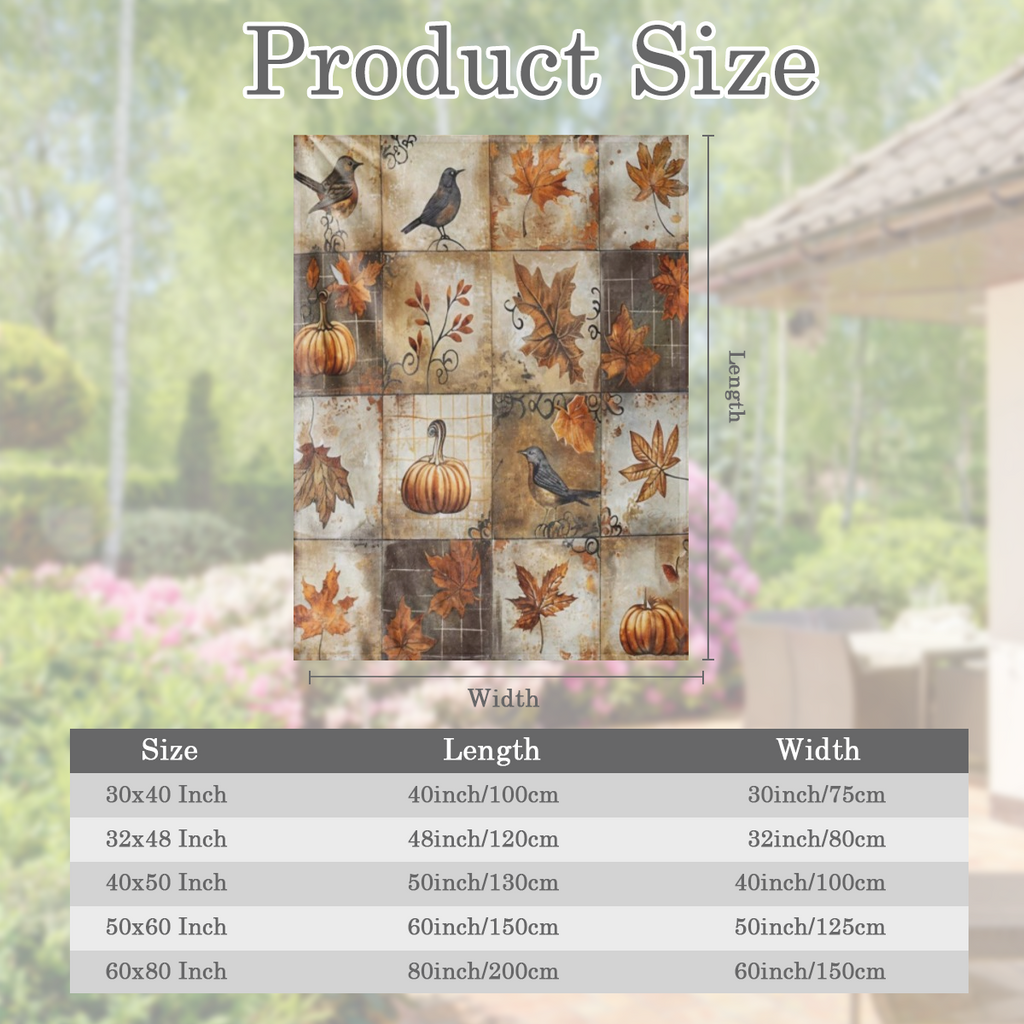 Autumn Warm Blanket Classic bird, maple leaf and pumpkin patterns - soft and warm for all seasons