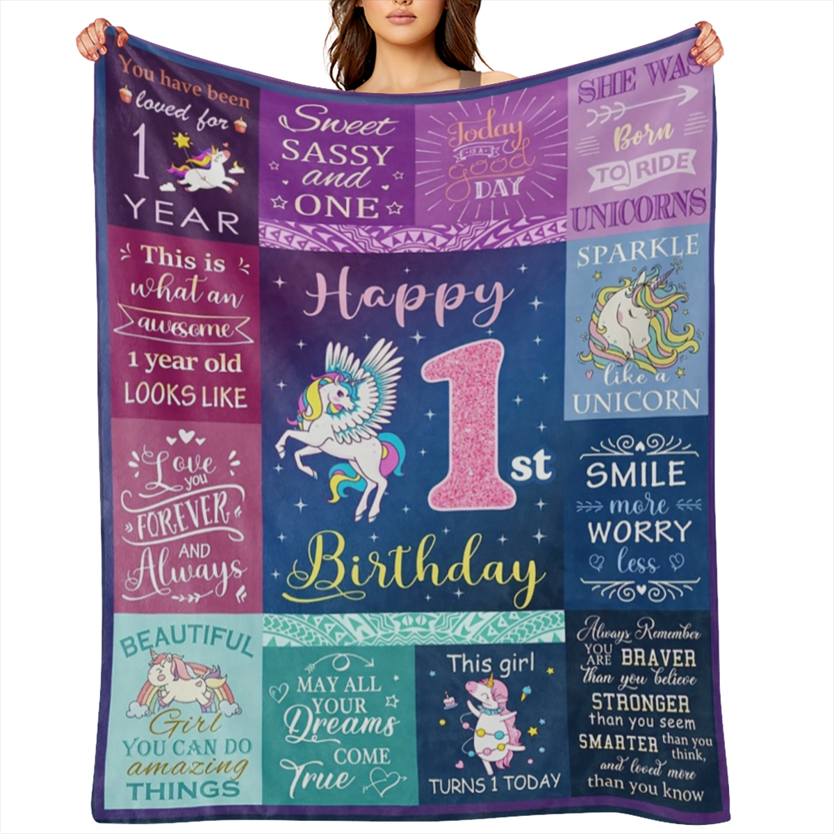 1pc 1 Year Daughter Birthday Gift Blanket, Gifts For 1/one Year Daughter, One Year Daughter Birthday Gifts, First Birthday Gift Ideas, Suitable For Nap, Office, Sofa, Couch, Bed, Camping And Travel, F