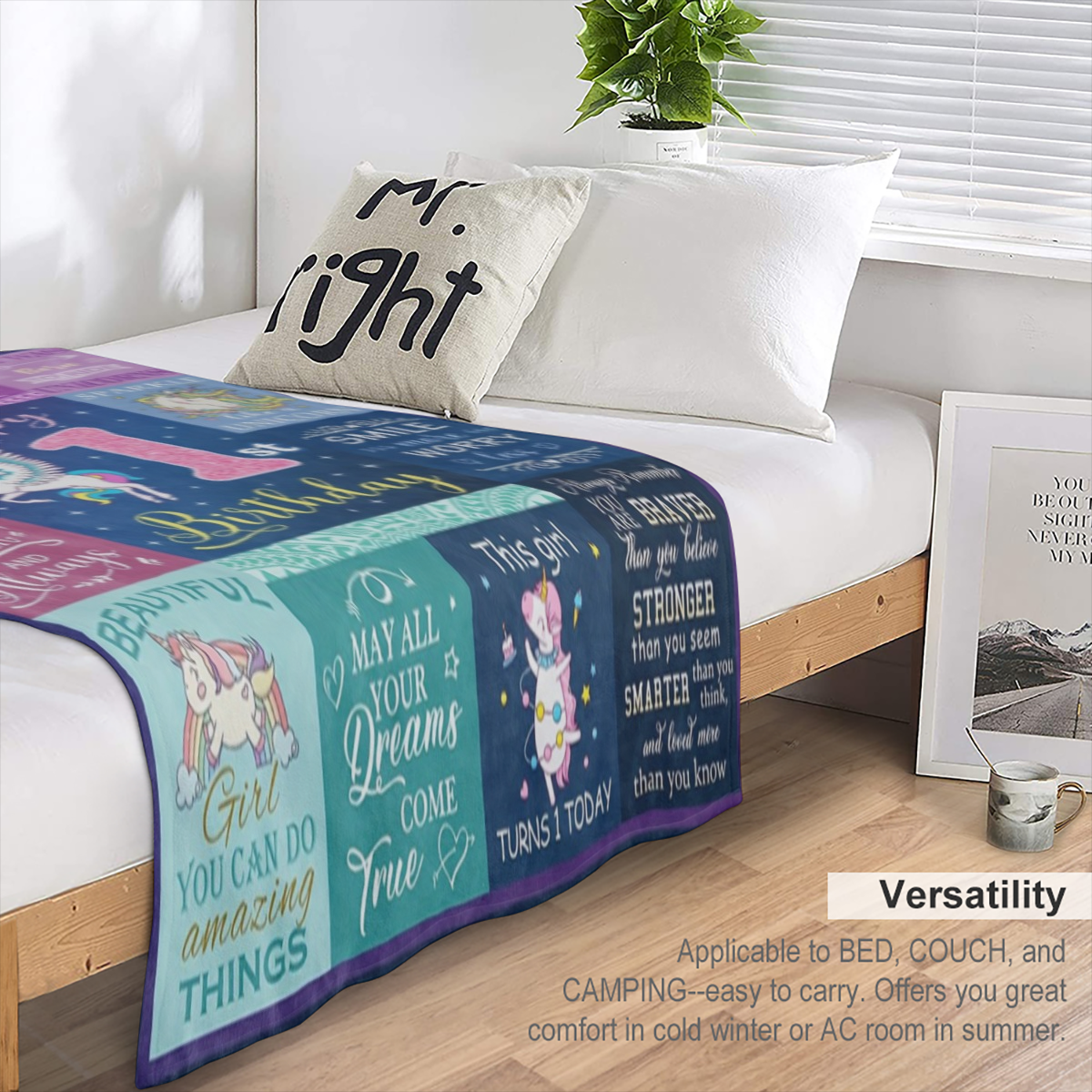 1pc 1 Year Daughter Birthday Gift Blanket, Gifts For 1/one Year Daughter, One Year Daughter Birthday Gifts, First Birthday Gift Ideas, Suitable For Nap, Office, Sofa, Couch, Bed, Camping And Travel, F