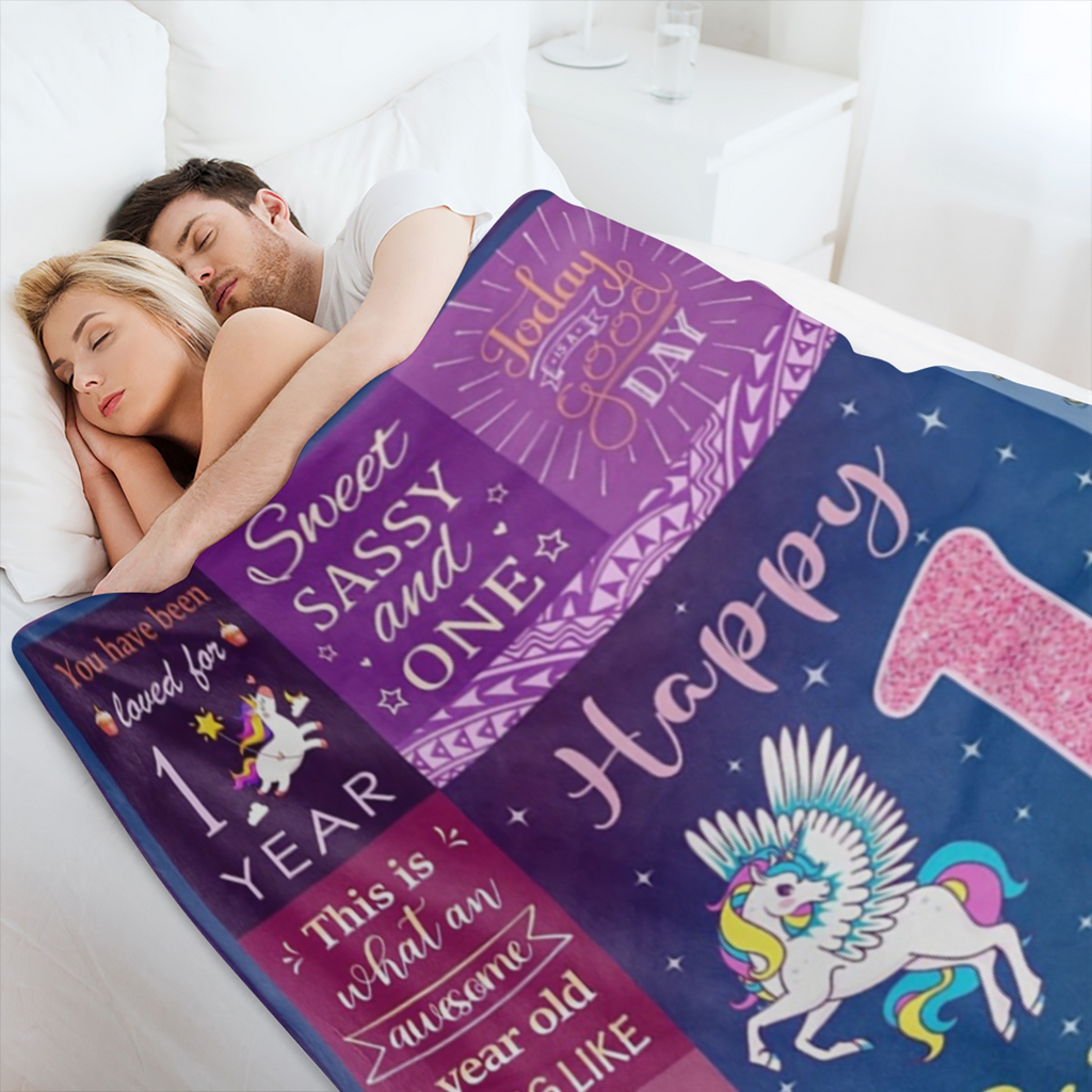 1pc 1 Year Daughter Birthday Gift Blanket, Gifts For 1/one Year Daughter, One Year Daughter Birthday Gifts, First Birthday Gift Ideas, Suitable For Nap, Office, Sofa, Couch, Bed, Camping And Travel, F