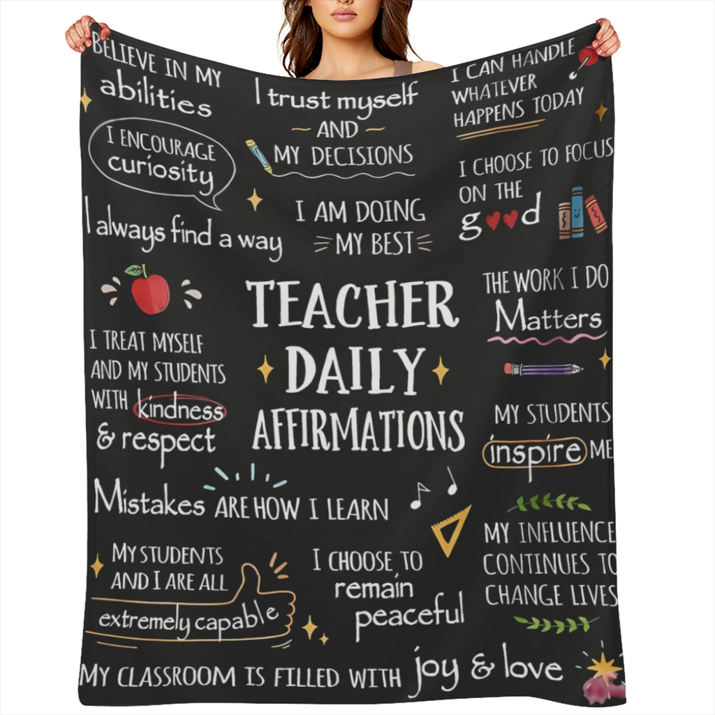 Teacher Gift for Men and Women - Soft Cozy Blanket with Daily Affirmations for Educators, Perfect for Christmas, Thank You, Birthday, or Retirement Gifts - Ideal Teacher Appreciation Present
