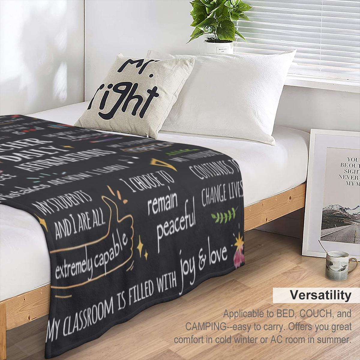 Teacher Gift for Men and Women - Soft Cozy Blanket with Daily Affirmations for Educators, Perfect for Christmas, Thank You, Birthday, or Retirement Gifts - Ideal Teacher Appreciation Present