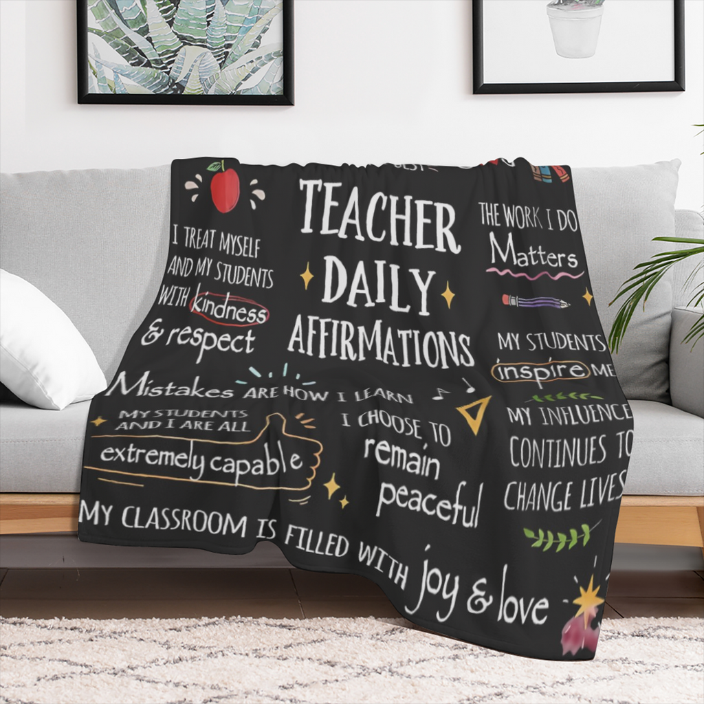 Teacher Gift for Men and Women - Soft Cozy Blanket with Daily Affirmations for Educators, Perfect for Christmas, Thank You, Birthday, or Retirement Gifts - Ideal Teacher Appreciation Present