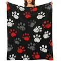 1pc Cozy & Colorful Dog Paw Print Flannel Throw Blanket - Soft, Warm for Couch, Naptime, Camping & Travel - Ideal Gift for Pet Lovers