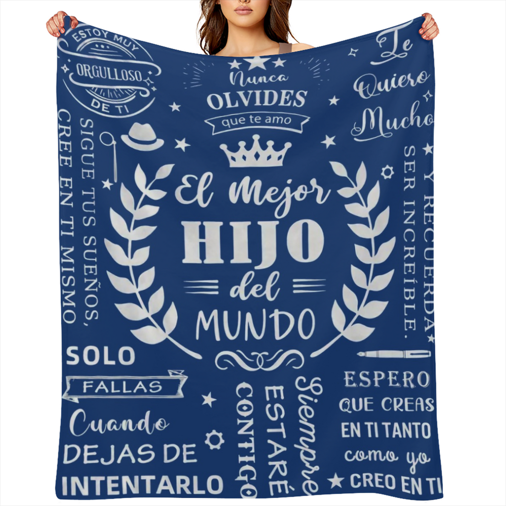 1pc Manta de Forro Polar Acogedora para Hijo de Pap Espaol - Suave, Ligera y Amigable con la Piel - Estilo Retro Vintage - Regalo Perfecto y Considerado para Hijos, Ideal para Sof, Sala de Estar y Uso
