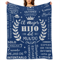 1pc Manta de Forro Polar Acogedora para Hijo de Pap Espaol - Suave, Ligera y Amigable con la Piel - Estilo Retro Vintage - Regalo Perfecto y Considerado para Hijos, Ideal para Sof, Sala de Estar y Uso