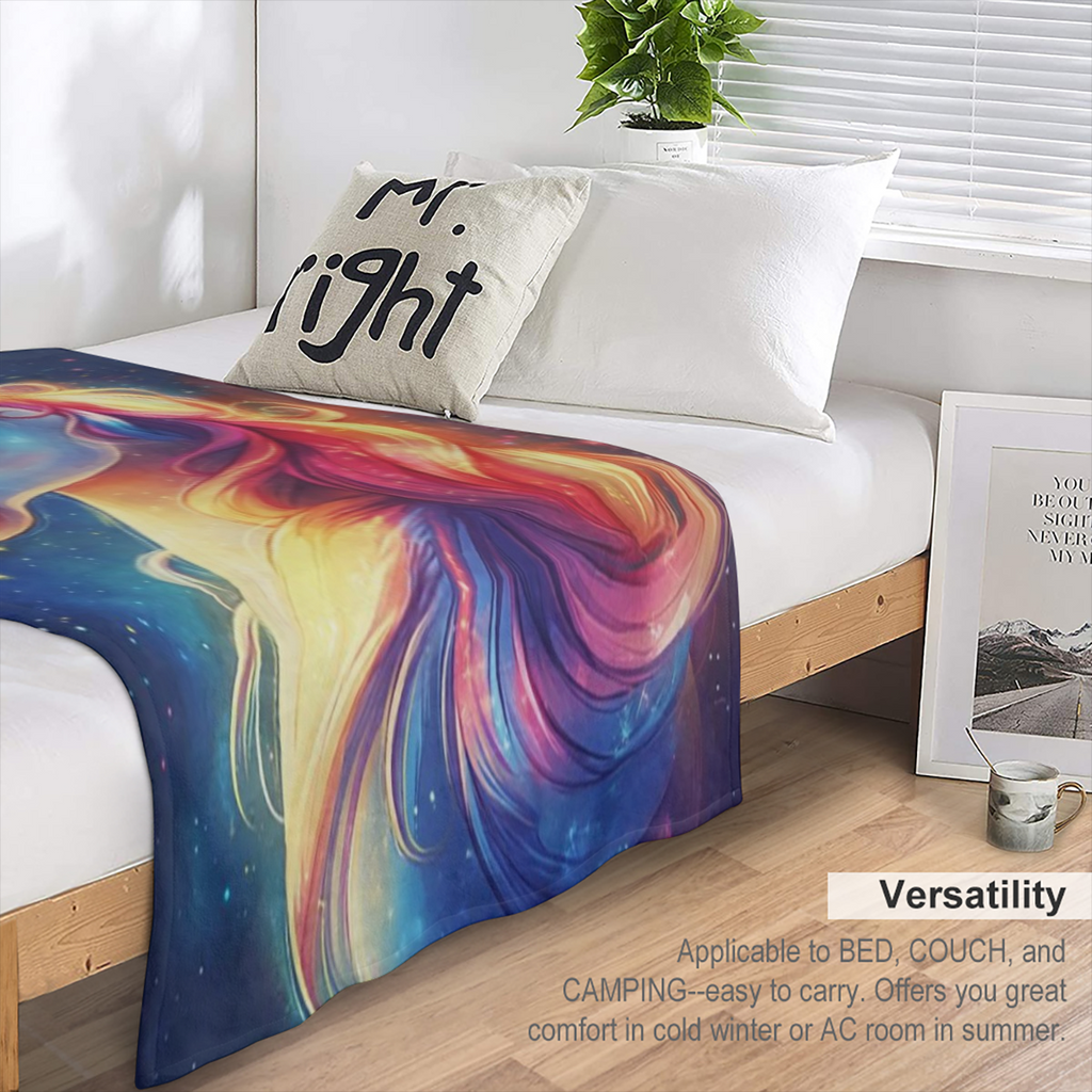 1pc Mythical Creature- Themed Plush Blanket - Soft and Cozy Knit Polyester Flannel Throw for Sofa, Bed, Travel - Lightweight, Warm Digital Printed Fleece for Living Room, Office, Chair - Ideal Gift fo