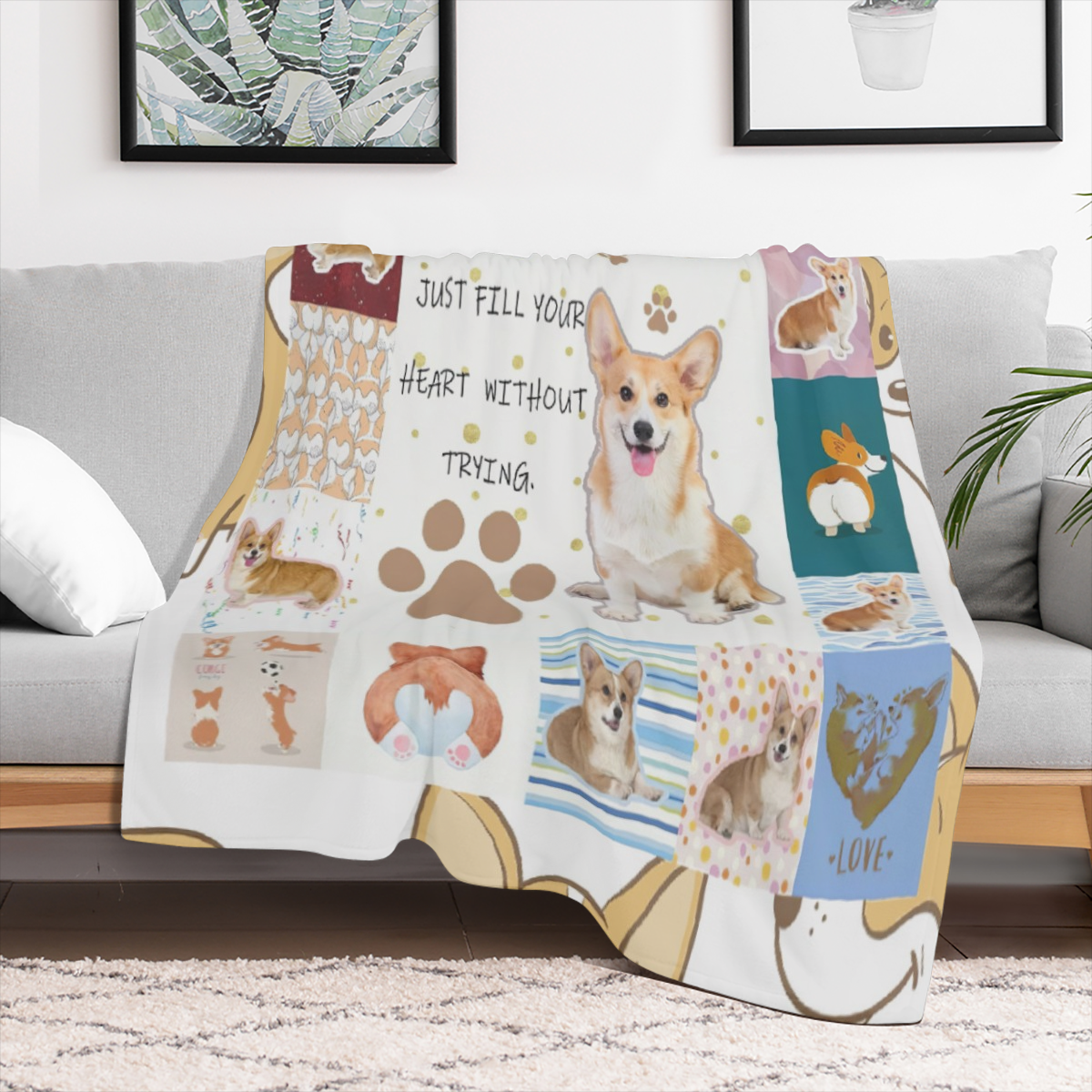Corgi Dog Lovers Blanket Throw Super Soft and Cozy Blankets for Home Decoration, Couch, Bed, Sofa 40x30 Extra Small for Pets for All Seasons