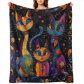 Cozy plush cat print shaggy blanket - soft, warm, versatile for sofas, beds, cars, offices, camping holiday gift ideas all year round
