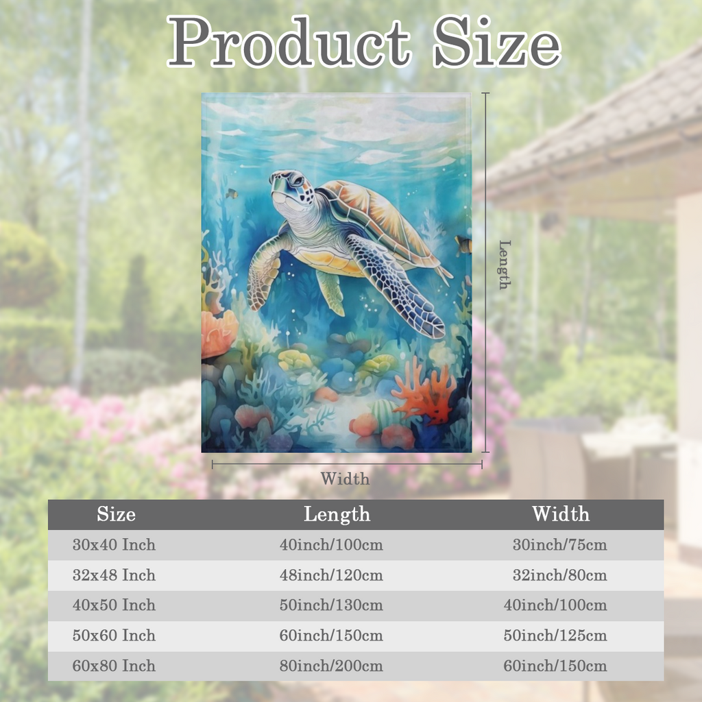 1pc Manta de Franela con Tem¨¢tica de Tortuga y Oc¨¦ano - Tela de Punto de Poli¨¦ster Suave y Plush para Todas las Estaciones, Ligera y C¨®moda para Cama y Sof¨¢, 250-300gsm, Estilo Contempor¨¢neo, Re